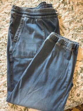 Lane Bryant Light Blue Denim Joggers with Drawstring